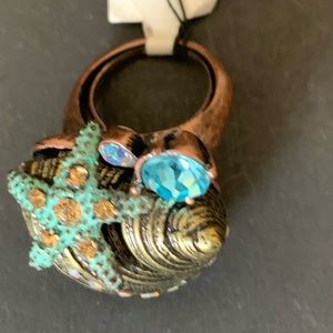 Brass Tone Shell/Starfish Ring